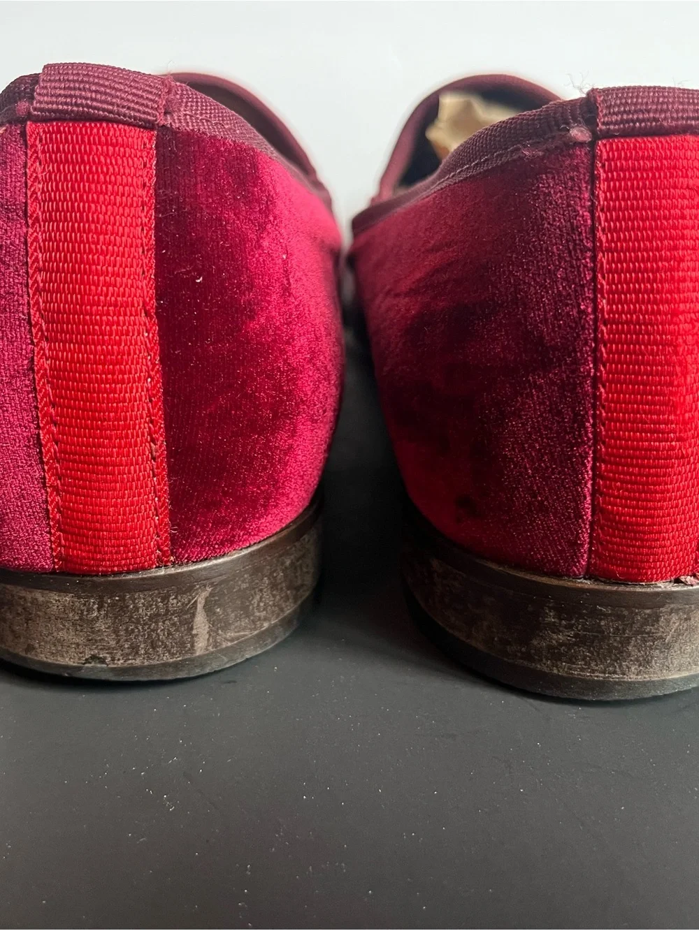 Del Toro Velvet Slip-On Loafers Oxblood Red